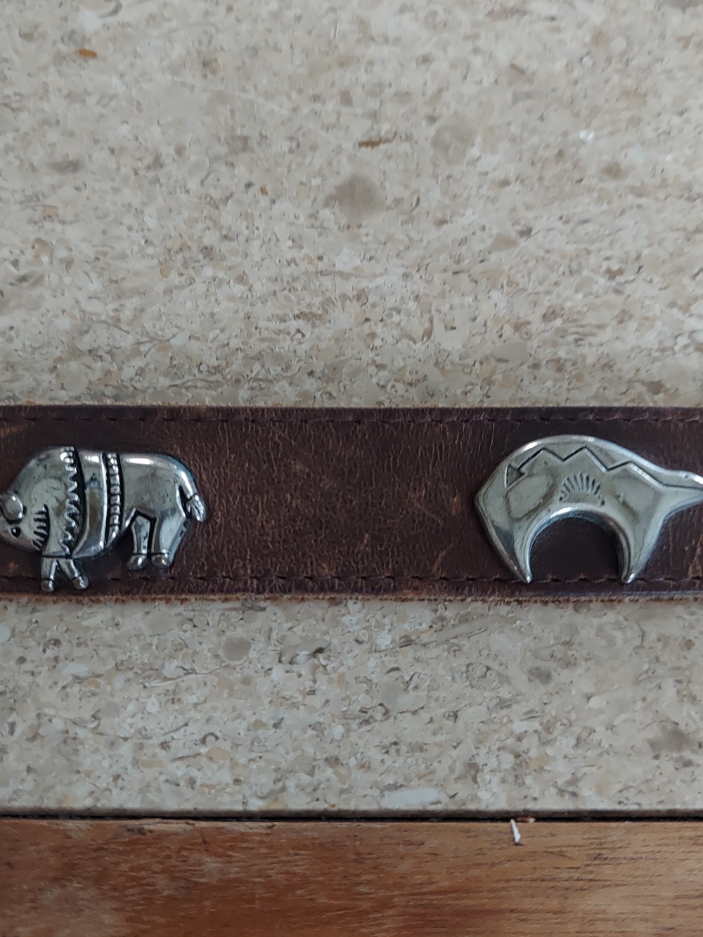 Boho Brown Leather Western Belt with Metal Conchos - Picture 5 of 10